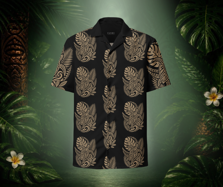 Gold Turtle button shirt B - EnzArt